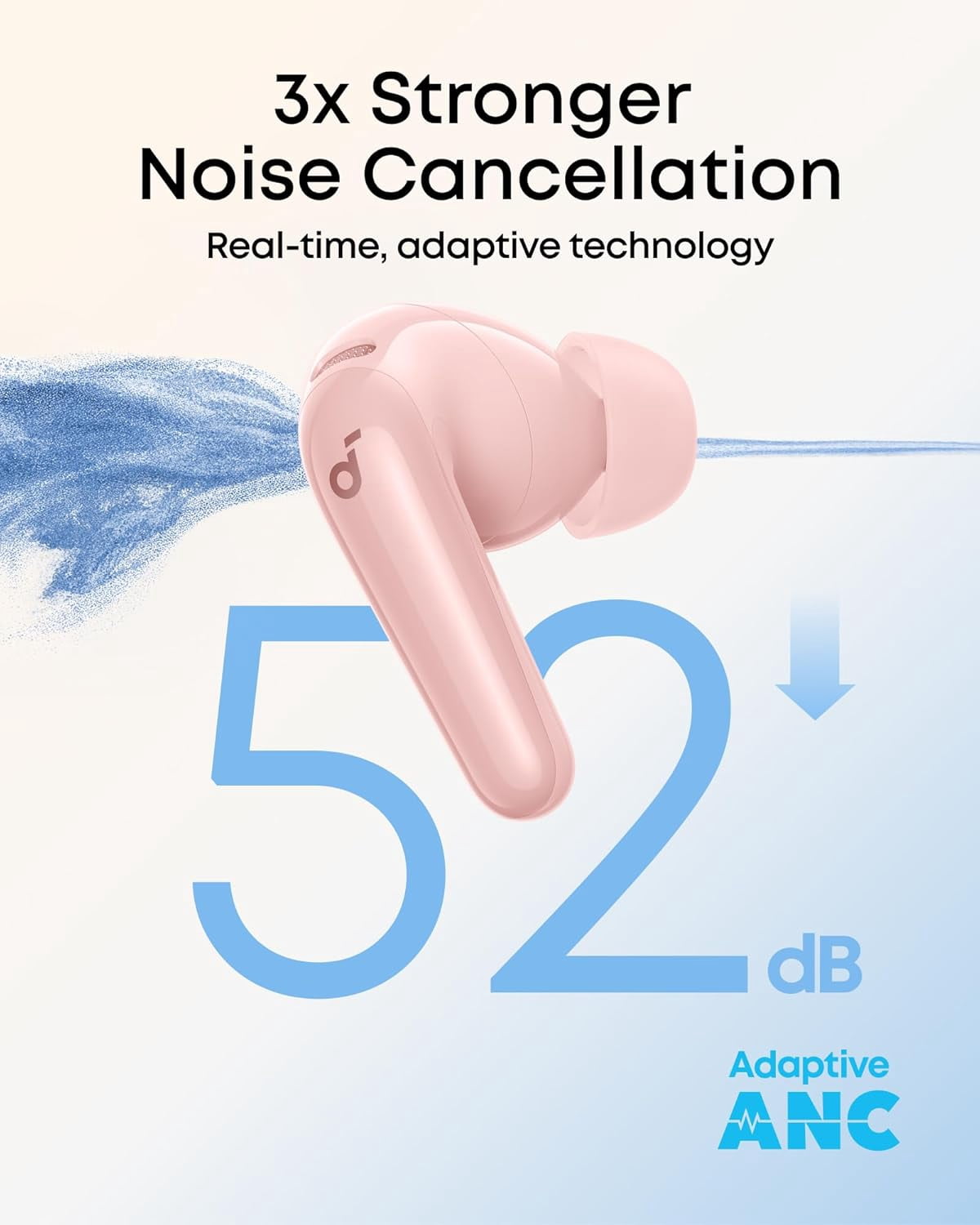 soundcore P31i Wireless Earbuds – Hi-Res Audio, Adaptive Noise Cancelling, 50H Battery Life, Fast Charging, IP55, Ultra-Portable – Pink