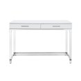thumbnail image 2 of Maximo White Chrome Writing Desk - High Gloss Finish, Acrylic Leg, Stainless Steel Base, 2 Drawers, 2 of 9