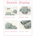 thumbnail image 5 of Newborn Baby Girls Clothes 3 Months Girls 4PCS Fall Winter Outfits Set Newborn Girls Long Sleeve Color-blocked Top Pants Set with Headband Hat Green, 5 of 6