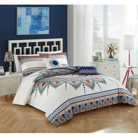 Chic Home 5-Piece Izta 100% Cotton 200 Thread Count Extra Large Panel Frame Boho Printed REVERSIBLE King Comforter Set (Best Boho Chic Stores)
