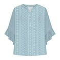 thumbnail image 5 of T Shirts For Women Womens Tops V Neck Tie Button Hollow Fabric Ruffled Sleeves Loose Casual Breathable Short Sleeves, 5 of 5