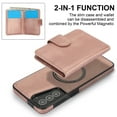 thumbnail image 2 of ELEHOLD Case for Samsung Galaxy S25 Ultra, 2-in-1 Magnetic Shockproof Leather Wallet Flip Case Cover, Detachable Card Holder with Stand,Rosegold, 2 of 5
