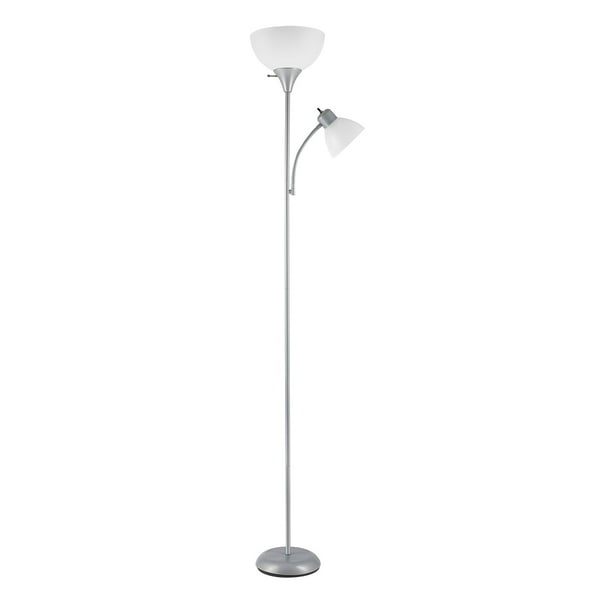 Lámpara GLOBE 67134 183cm con linterna y lámpara de lectura plateada
