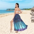 thumbnail image 6 of FORMRS Womens Long Sarong Beach Wrap Semi-Sheer Bikini Skirt Bathing Swimsuit Cover Up, Purple Moonlight Forest, 6 of 7