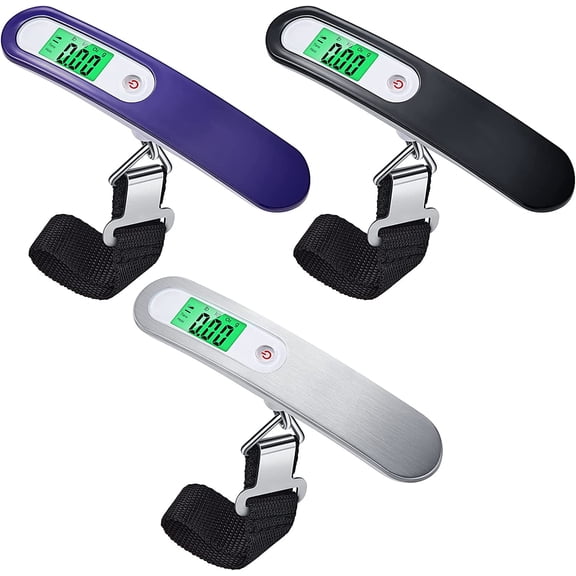 3 Pcs Digital Luggage Scale Portable Hanging Baggage Scale Travel Scale Luggage Weight Suitcase Scale Digital Handheld with Hook Straps Case 110 lb Capacity Weight Scale