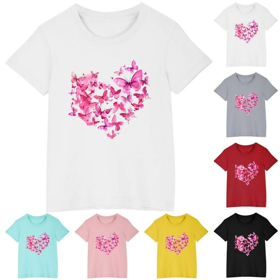 Uxgjfwu Toddler Short Sleeve Graphic T-Shirt Kids Boys Girls Cotton T-shirt Cute Print Tee Tops Summer Clothes, Sizes 3-10