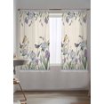 thumbnail image 5 of Sheer Curtains 63 Inch Length, Spring Flowers Semi Sheer Curtains Light Filtering Window Treatment, Vintage Floral Leaves Birds Farmhouse Plaid Privacy Voile Drapes for Living Room 52x63 Inch, 5 of 7