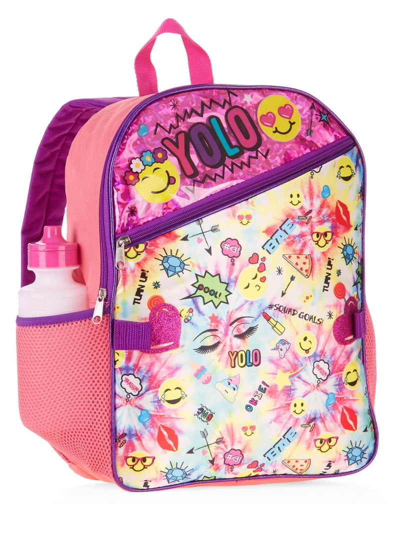 Yolo Emoji Sentiment Backpack & Lunch Box 5 Piece Set With Water