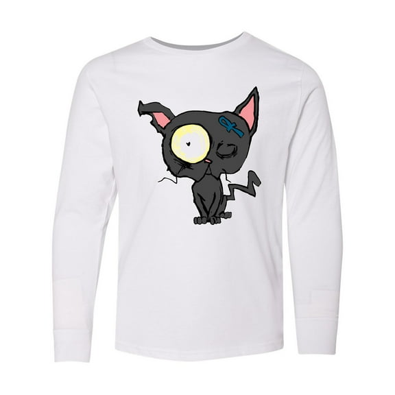 Inktastic Goth Animals Pets Black Cat Long Sleeve Youth T-Shirt