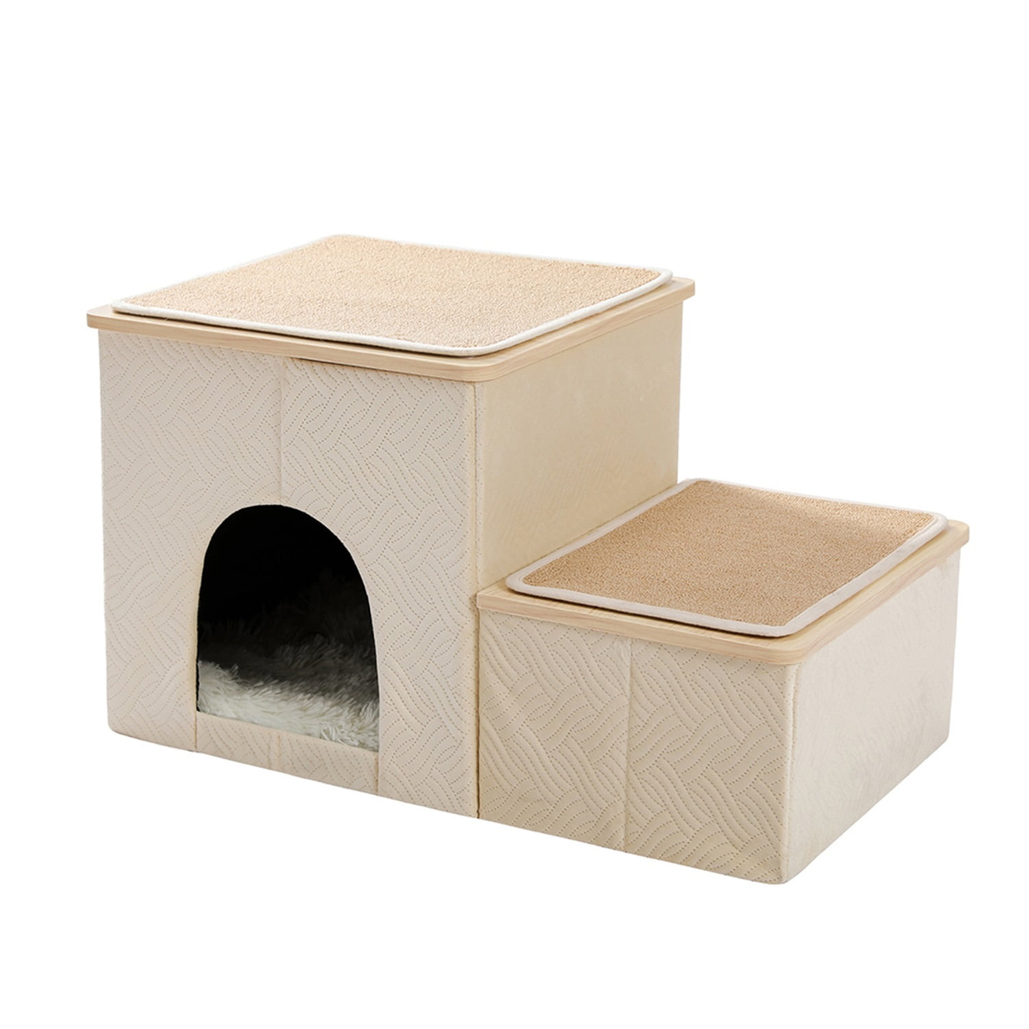 Pefilos Pets Dog Stairs for High Beds Pet Steps for Cats Get on Bed Couch Stairs 2 Step Stool for Small Dogs Kitten Ladder for Bed Window Perch for Pet Stair Ramp with Toy Storage Condo, Beige Pefilos Pets Dog Stairs for High Beds Pet Steps for Cats Get on Bed Couch Stairs 2 Step Stool for Small Dogs Kitten Ladder for Bed Window Perch for Pet Stair Ramp with Toy Storage Condo, Beige