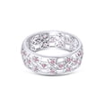 thumbnail image 3 of AFFY Round Simulated Pink Tourmaline Hollowing Flower Ring for Women 14K White Gold over Silver-7, 3 of 5