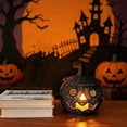 thumbnail image 6 of Halloween Pumpkin Decorations Indoor Black Woven Jack O Lantern Storage Basket with Lid Hollow Pumpkin Tabletop Ornament Rustic Spooky Centerpiece for Mantel Tiered Tray Farmhouse Home Decor, 6 of 9