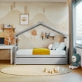 thumbnail image 3 of Harper & Bright Designs Twin Size Wooden House Bed with Trundle, Wood Montessori Daybed Frame with Roof, Gray, 3 of 11