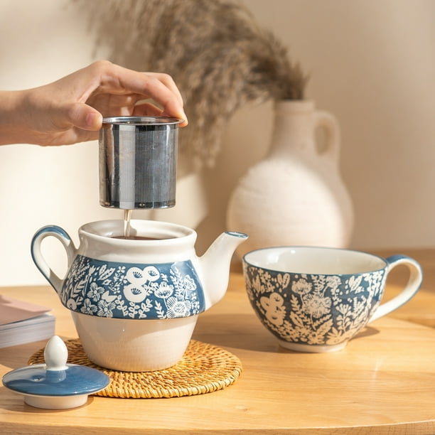 Taimei Teatime Tea Set for Aduts, Grey Ceramic Tea for One Set, 15
