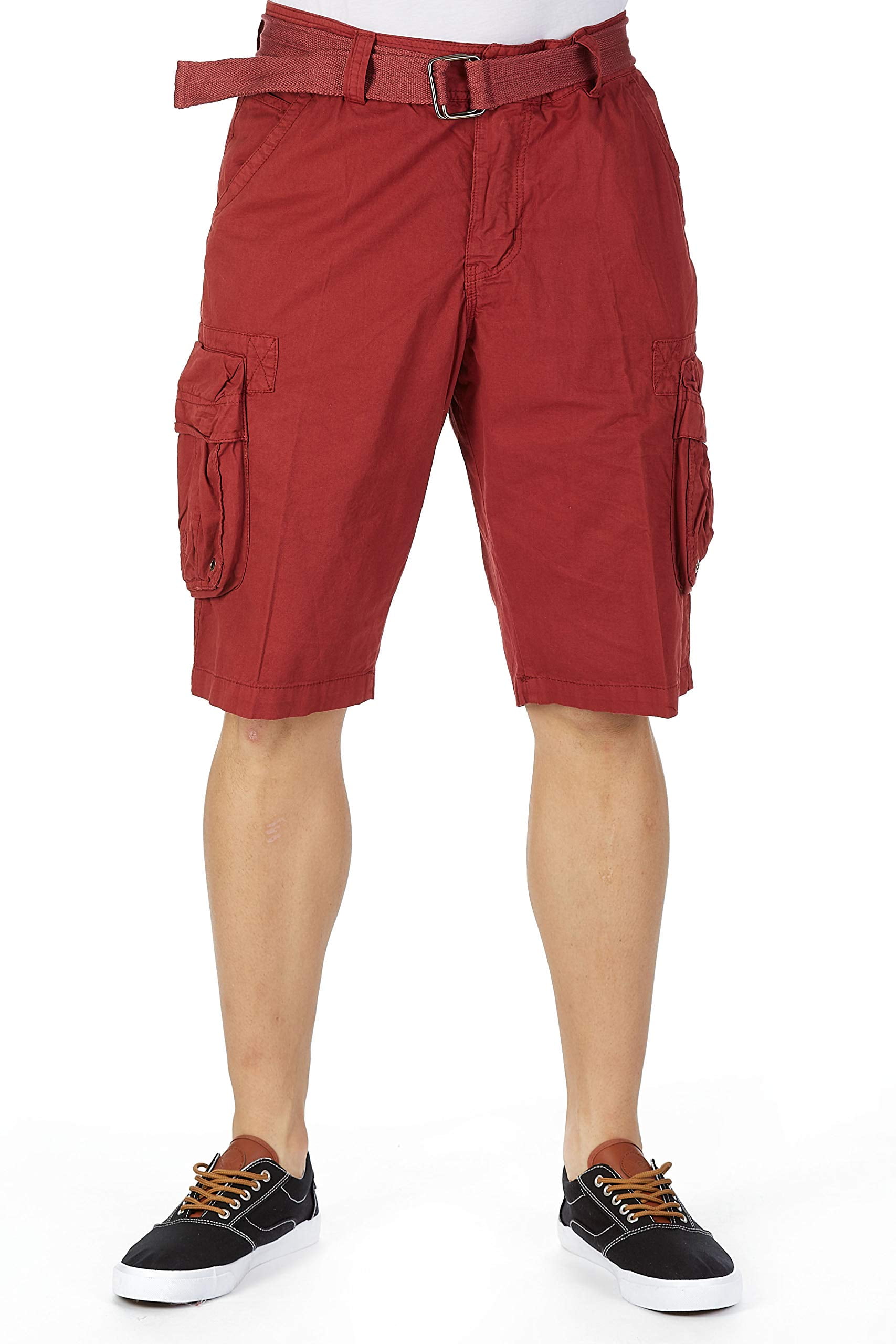 RAW X Mens Belted Cargo Shorts Relaxed Fit Casual Tactical Knee Length