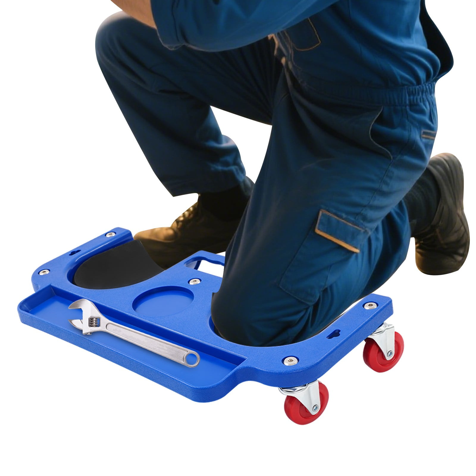 DENEST Kneeling Board with Wheels, Blue, Rolling Knee Pad/Creeper, Tire Repair Tool