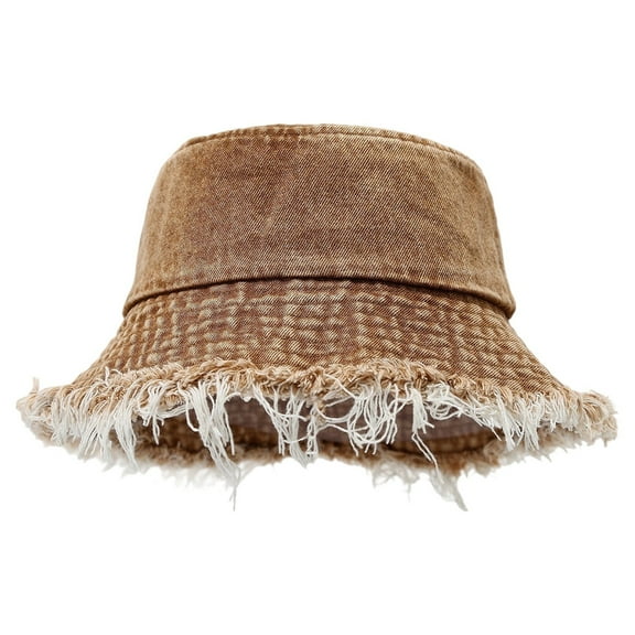 Daznico Distressed Denim Bucket Hat for Men and Women Unisex Washed Fisherman Hat Outdoor Travel Street Sun Hat