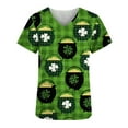 thumbnail image 4 of Fiudx Ofertas Flash Del Día Solo En Línea Blusa de Manga Corta con Cuello En V para Mujer, Blusa con Bolsillos Estampados para El Día de San Patricio, Enfermería, 4 of 5