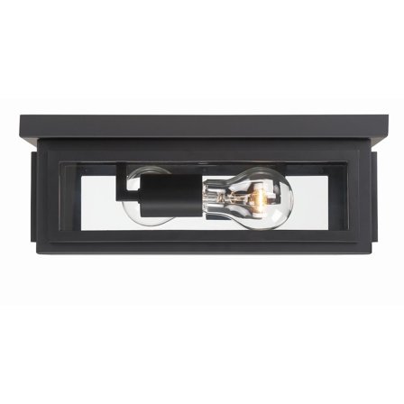 Crystorama Byron 2 Light Matte Black Outdoor Ceiling Mount - 12.75"W x 5"H