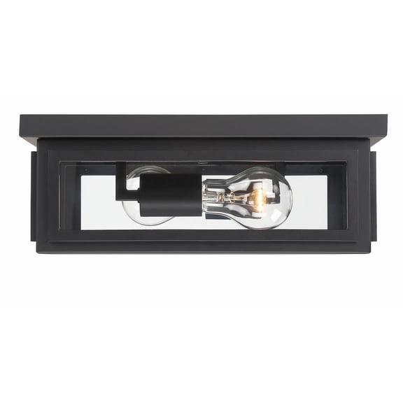 Crystorama Byron 2 Light Matte Black Outdoor Ceiling Mount - 12.75"W x 5"H