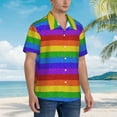 thumbnail image 5 of Daiia Colorful Glitter Rainbow Hawaiian Shirt for Men Gentle Cotton Regular Short Sleeve Casual-Large, 5 of 9