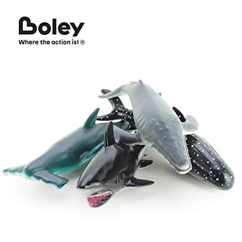 Juguetes de figura de ballena y tiburón Boley 4 piezas ballena jorobada martillo gris