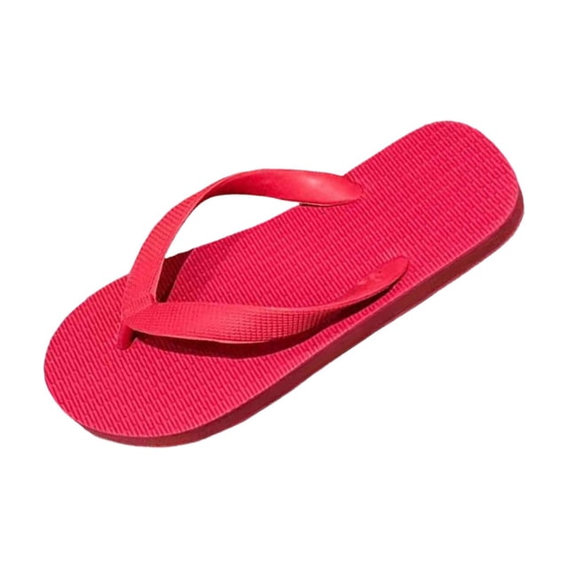 FRSASU Sandales de Plage Minces pour Femmes, Pantoufles de Douche Plates pour l'Été Salle de Bain Plage Piscine, Sandales de Plage de Base Ultra Légères Chaussures Souples Rouges