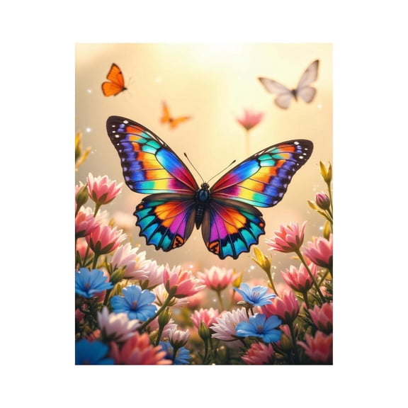 Paint by Numbers Kit for Adults, Colorful Butterfly In Blooming Garden Paint by Numbers, Easy Paint by Numbers Kit for Adults Beginner, DIY Adult Paint by Number Kits on Canvas, 12x16in Home Decor