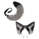 thumbnail image 2 of Diadema con orejas de zorro y cola para cosplay de anime, aro para el pelo, pinza para el pelo para una pieza elegante. Gris A, 2 of 9