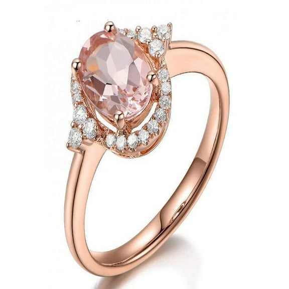 Vintage 1.50 Carat Morganite And Diamond Engagement Ring In 14K Rose Gold Morganite & Diamond Engagement Ring