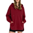 thumbnail image 2 of Smsaxvxz Women's Hooded Sweatshirts 2026 Fall Fashion Long Sleeve Pullover Tops Loose Fit Winter Clothes Wine 3XL, 2 of 6
