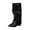 Black, variant on Bkhluea Fold Over Boots for Women Knee High Cowboy Boots Chunky High Heel Tall Boots