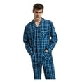 thumbnail image 4 of GLOBAL Conjunto de Pijama de Tejido Liso de Manga Larga para Hombre, Ropa de Dormir de Algodón, Ropa de Dormir Cómoda, Cuadros Azul Claro y Azul Marino M, 4 of 6