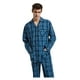 thumbnail image 4 of GLOBAL Conjunto de Pijama de Tejido Liso de Manga Larga para Hombre, Ropa de Dormir de Algodón, Ropa de Dormir Cómoda, Cuadros Azul Claro y Azul Marino M, 4 of 6
