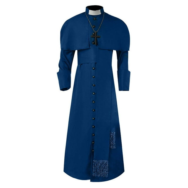Medieval Priest Costume for Men Gothic Robe Halloween Cosplay Church Father Outfit Role Play Halloween Costume