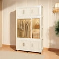 thumbnail image 2 of Portable Wardrobe Closet Storage Organizer 9 Magnetic Doors 9 Cubes 1 Hanging Rod 6 Hangers Baby Storage Cabinet Cream White American Luxury Modern Design, 2 of 14