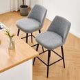 thumbnail image 3 of CHITA 27 inch Counter Height Swivel Bar Stools Low Back Set of 3, Metal Base, Fabric in Gray, 3 of 11