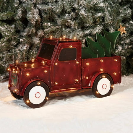 Holiday Time Christmas Decor 32 3d Metallic Truck With Tree
