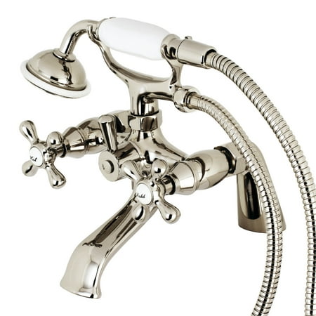 Kingston KS267PN Deck Mount Clawfoot Tub Faucet with Hand Shower, Polished Nickel - 7 x 8.05 x 4.75