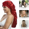 thumbnail image 4 of AWAYTR Long Satin Bonnet for Women - Double Layer Elastic Silk Bonnet Hair Sleeping Cap with Tie Band, 4 of 7