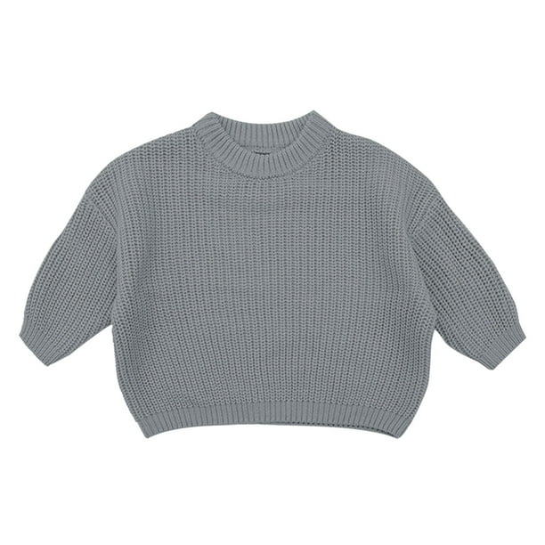 Gibobby Blusa Niñas Suéter personalizado para niños y niñas, ropa de tamaño, de algodón para bebés, niños y niñas, grueso equipado (Gris, 3-6 Meses)