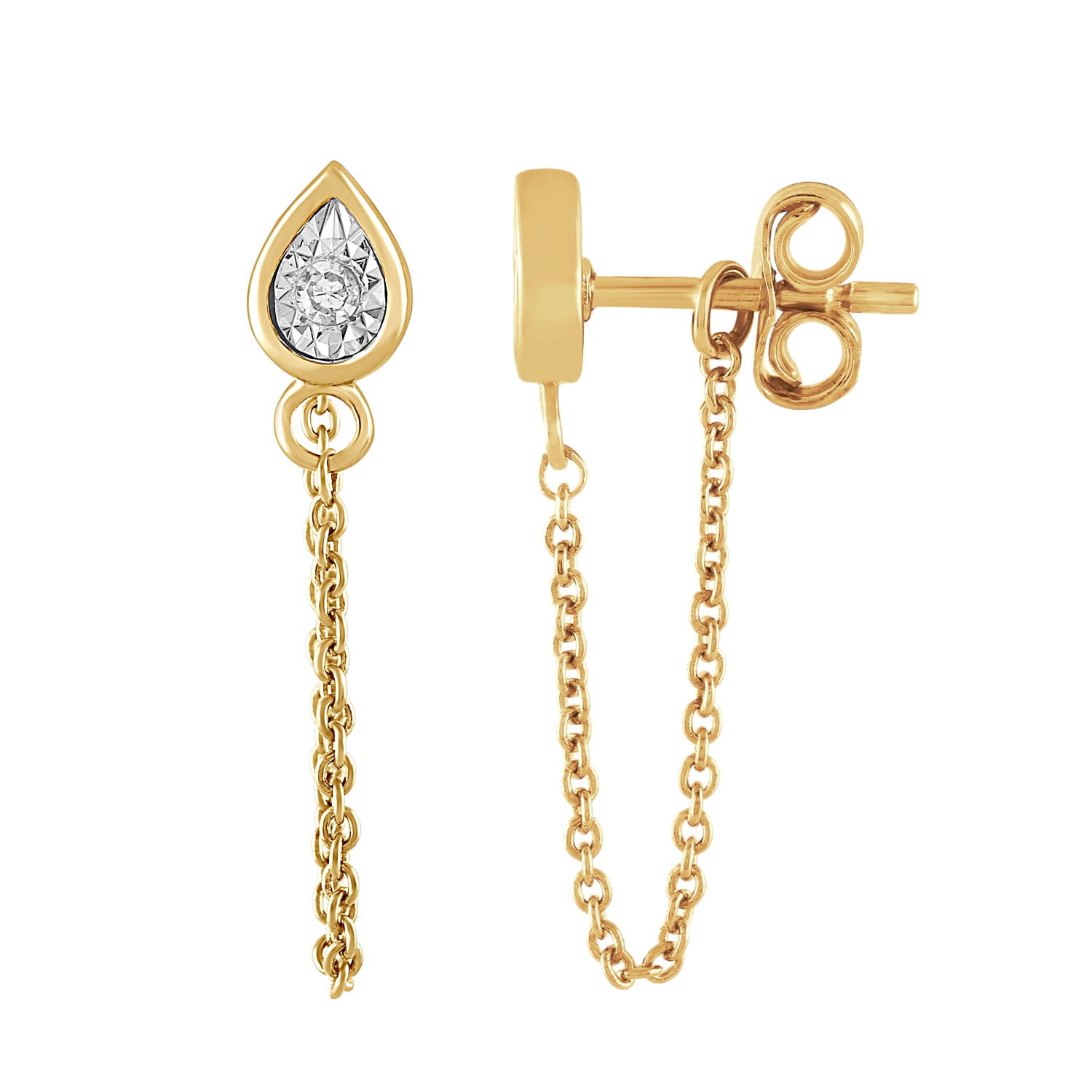 Brilliance Fine Jewelry Lab-Grown Diamond Yellow Gold-Plated Silver Convertible Earrings Set