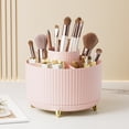 thumbnail image 1 of Organizador de maquillaje giratorio de 360° para escritorio: caja de almacenamiento de cosméticos con múltiples compartimentos y divisores desmontables para tocador o escritorio., 1 of 5