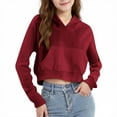 thumbnail image 2 of Sudadera con capucha corta con cremallera y manga larga para niñas, informal, con bolsillos, para niñas de 4 a 12 años, 2 of 8
