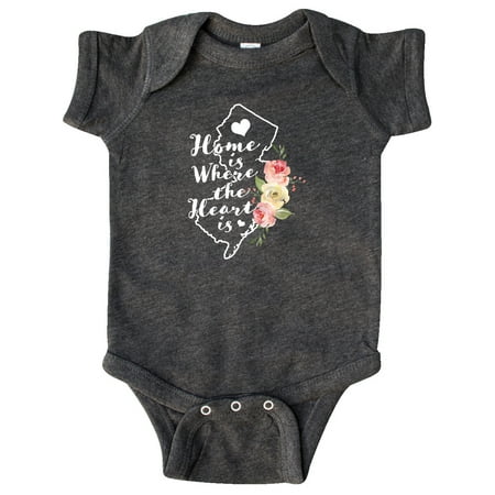 

Inktastic New Jersey Home is Where the Heart is with Watercolor Floral Gift Baby Girl Bodysuit