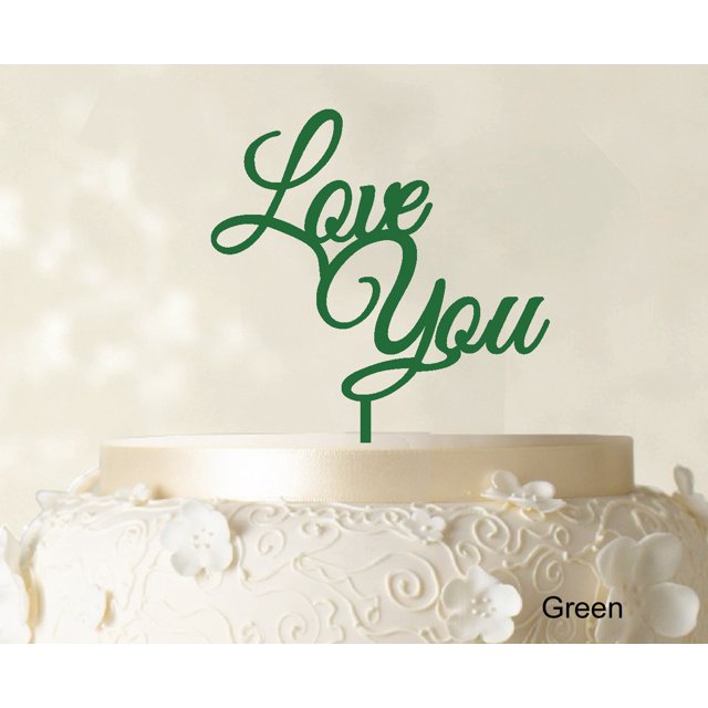 Love You Wedding Cake Topper Green Cake Topper Color Option Available 6-7 Inches Wide