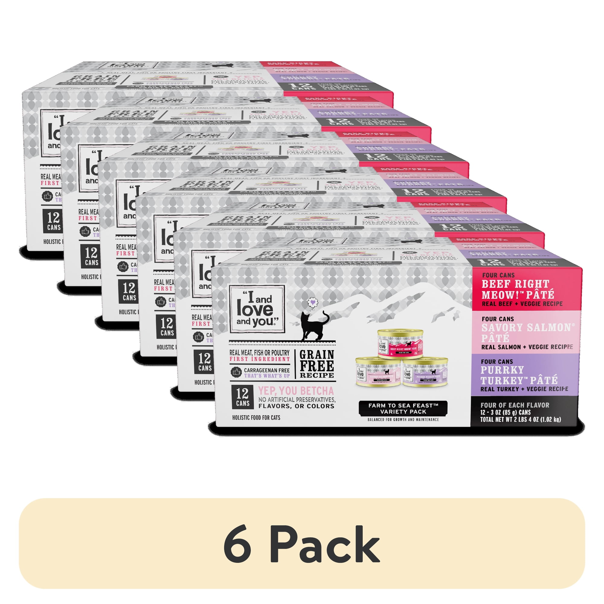 (6 pack) I and love and you Farm 2 Sea Cat Food Variety Pack (Beef Salmon Turkey)