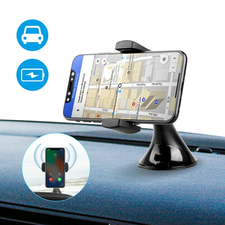 360 Degree Rotation Qi Wireless Charging Car Charger Dashboard Holder for Samsung Galaxy S10E/S10/S9/S8 Plus S7 Edge,iPhone XS Max XR X 8