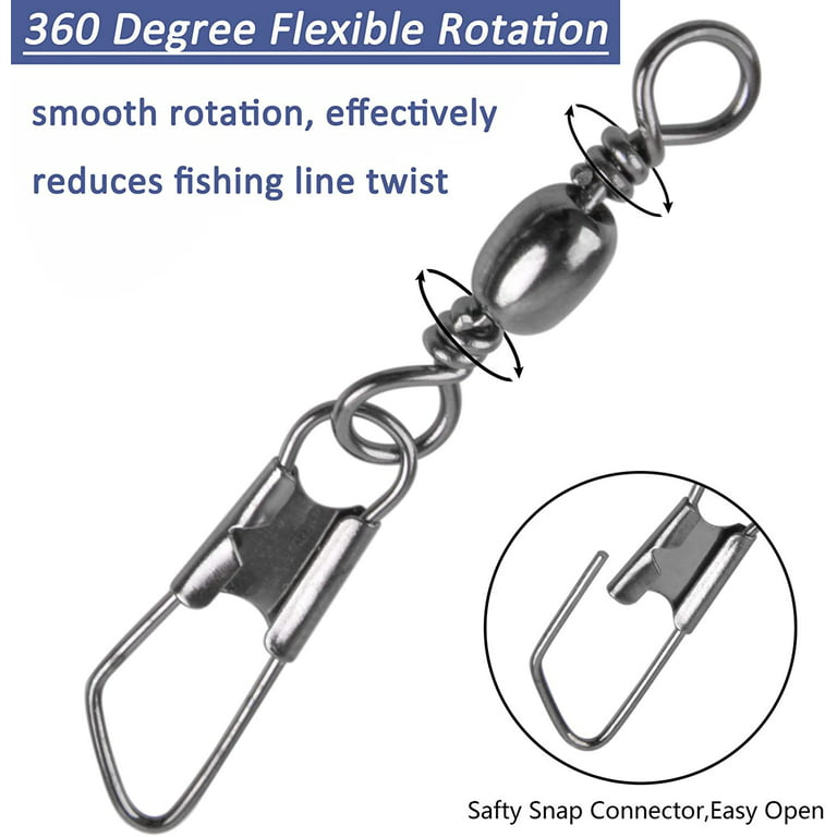  Fishing Swivels Accessories Kit, 175pcs Swivels Fishing Tackle  Include Barrel Swivels Ball Bearing Swivels Fishing Swivels Snaps 3 Way  Swivel High Strength Line Connector : Sports & Outdoors