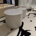 thumbnail image 6 of Nesting Coffee Table Set of 2, Round MDF Coffee Tables, Modern Luxury Side Tables Accent End Table for  Small Space Living Room Apartment, White, 6 of 6